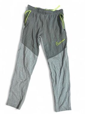 Nike Men's Gray Joggers with Neon Yellow Trim
